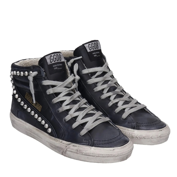 Golden Goose Classic Slide Distressed  Studded Sneakers - Picture 2 of 11